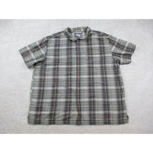 Columbia‎ Shirt Mens 2XL XXL Green Blue Plaid Button Up Outdoor Camp Casual